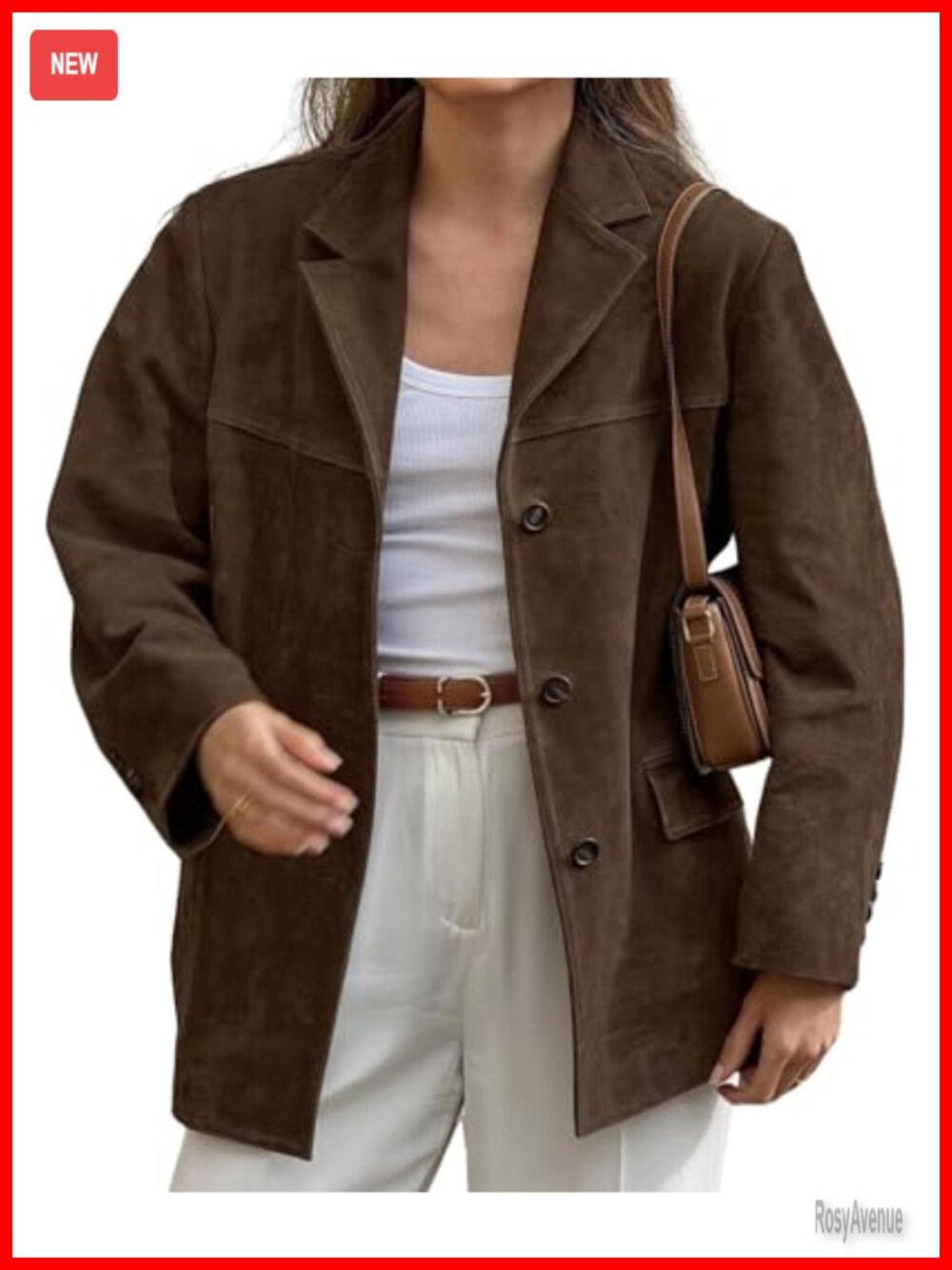 Women Faux Suede Jacket Oversized Leather Blazer Fall Coat